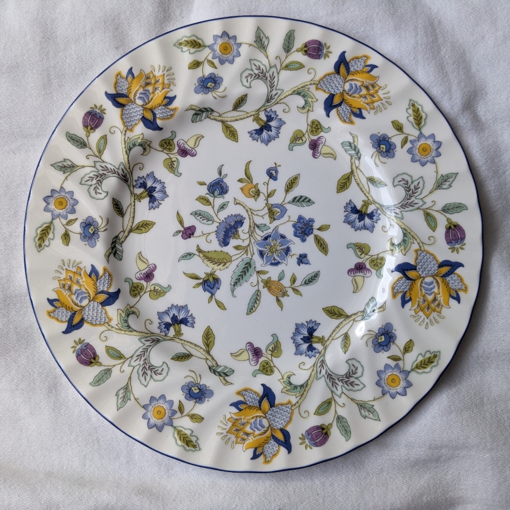 Minton Haddon Hall Blue Floral Bone China Dinner Salad Bread&Butter Plates Disc. - Picture 7 of 14